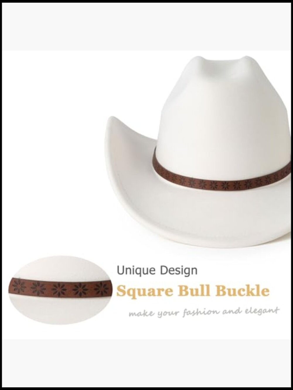 Retro Suede Cowboy Hat with Buckle Belt - Unisex Western Fedora - Picture 5 of 7